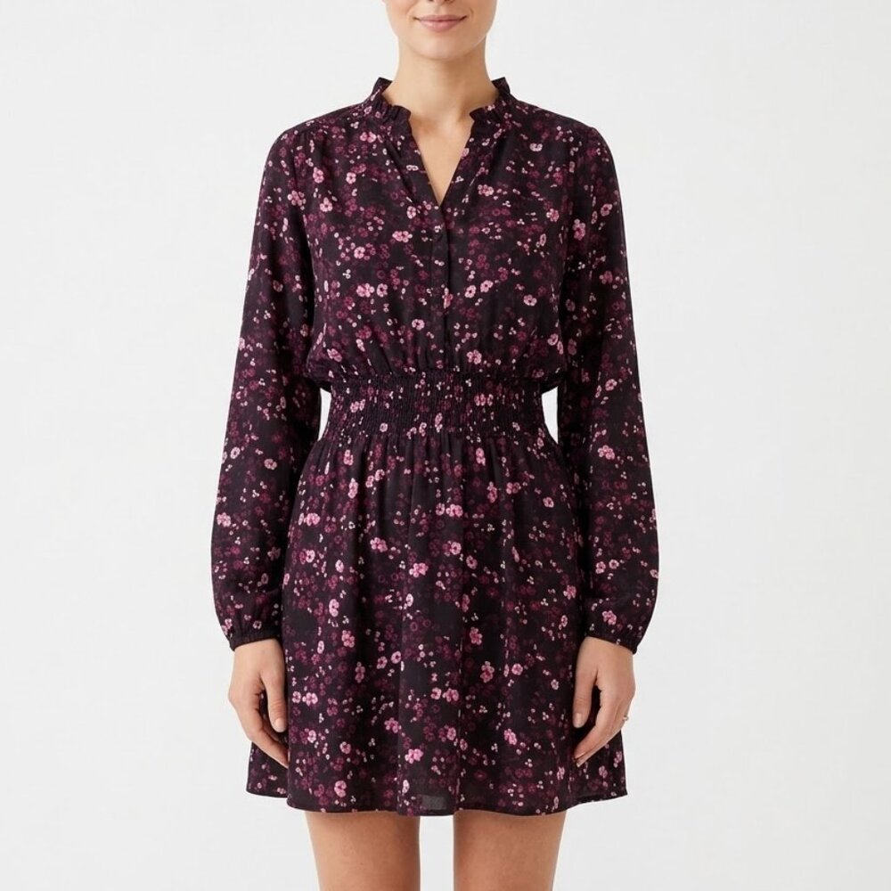 J FOR JUSTIFY Dark Coquette Floral Smocked Waist Mini Dress Medium
